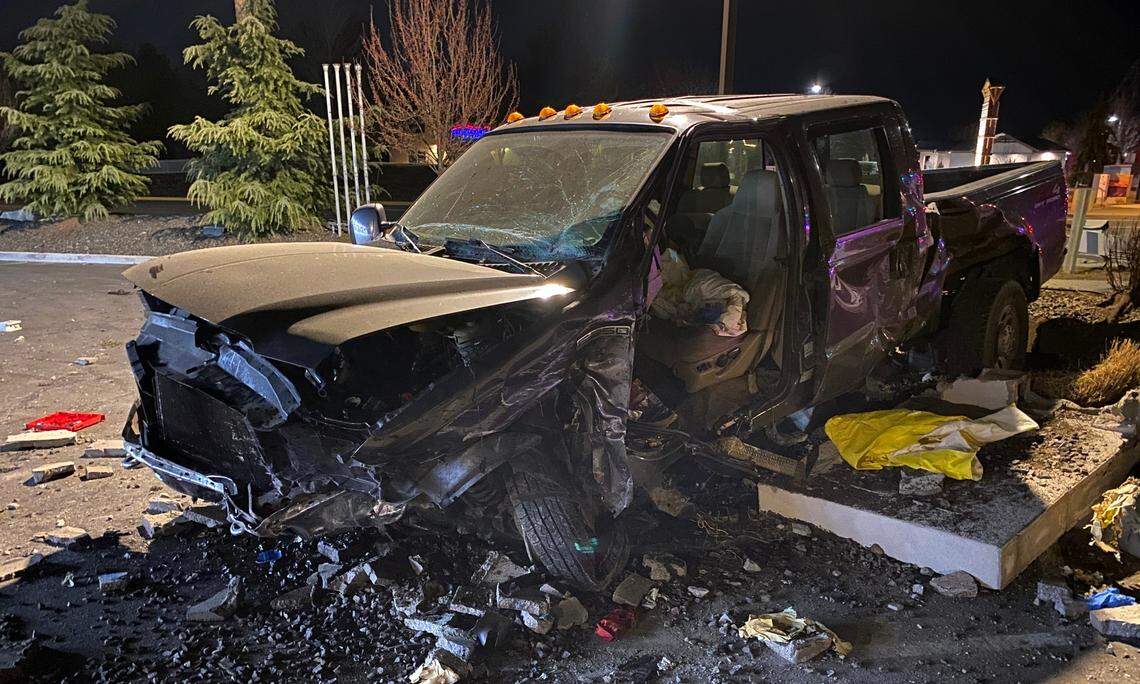 This Ford truck struck another vehicle at an intersection, according to police.