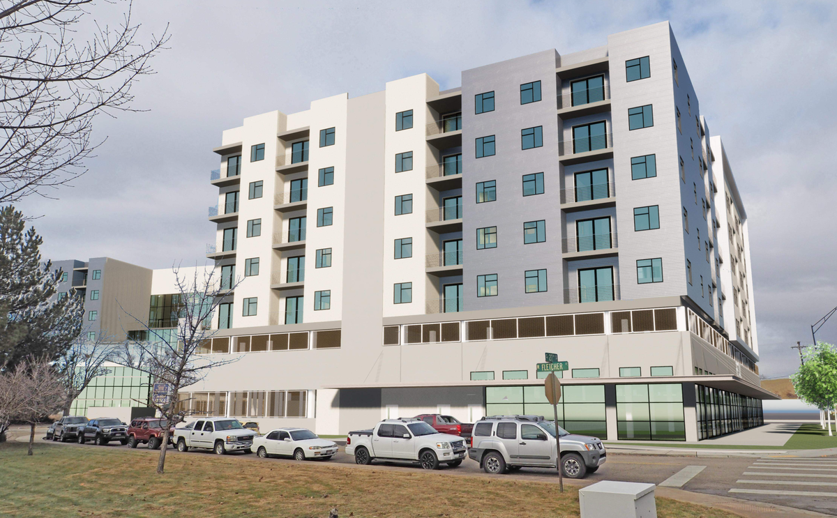 Rendering of the proposed 27th & Fairview Apartments, looking north from 27th and Fletcher streets.