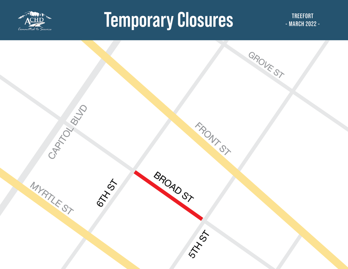 Broad Street from 5th to 6th Streets will also be closed starting Thursday for Boise Brewing’s music venue.