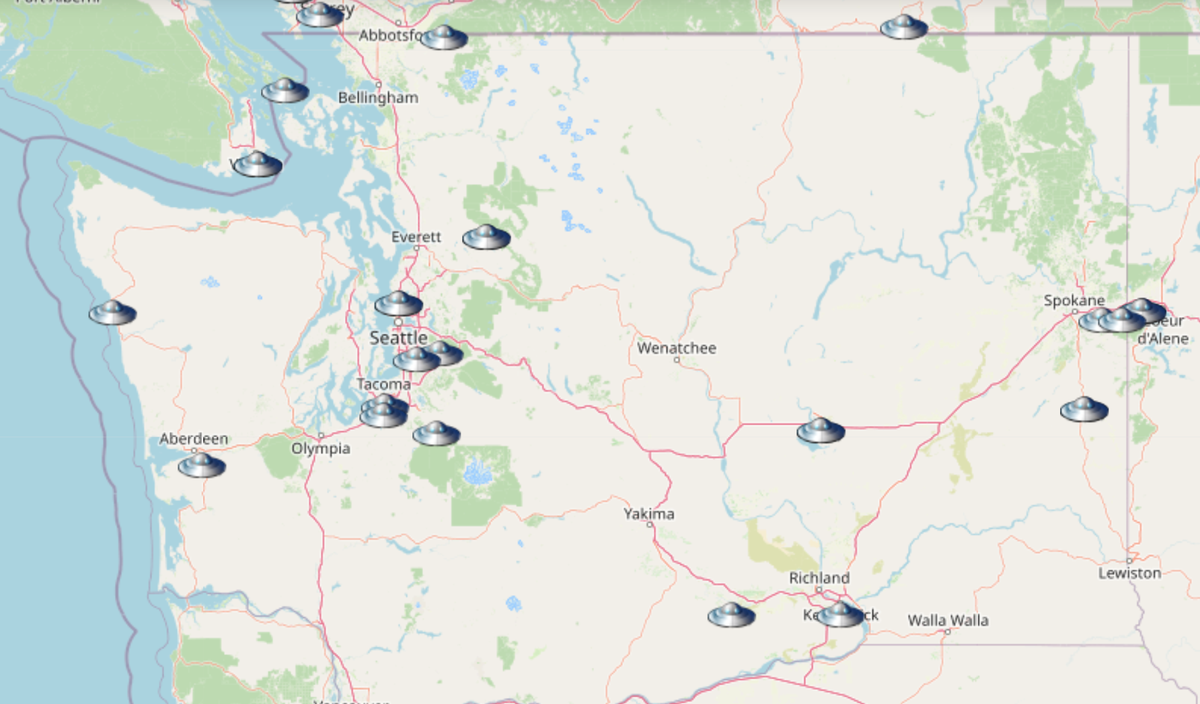 UFO sightings in Washington reported to UFO Stalker.