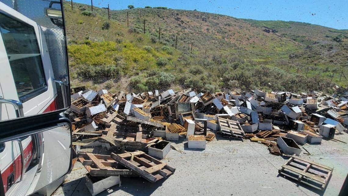 A semi truck hauling more than 200 beehives flipped on Utah’s I-80.