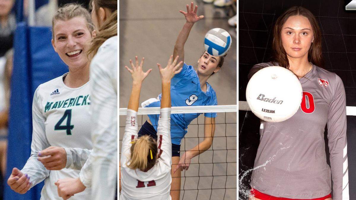 From left to right, Mountain View’s Sierra Grizzle, Skyview’s Alex Acevedo and Weiser’s Jasi Yraguen were voted the player of the year in their league by coaches.