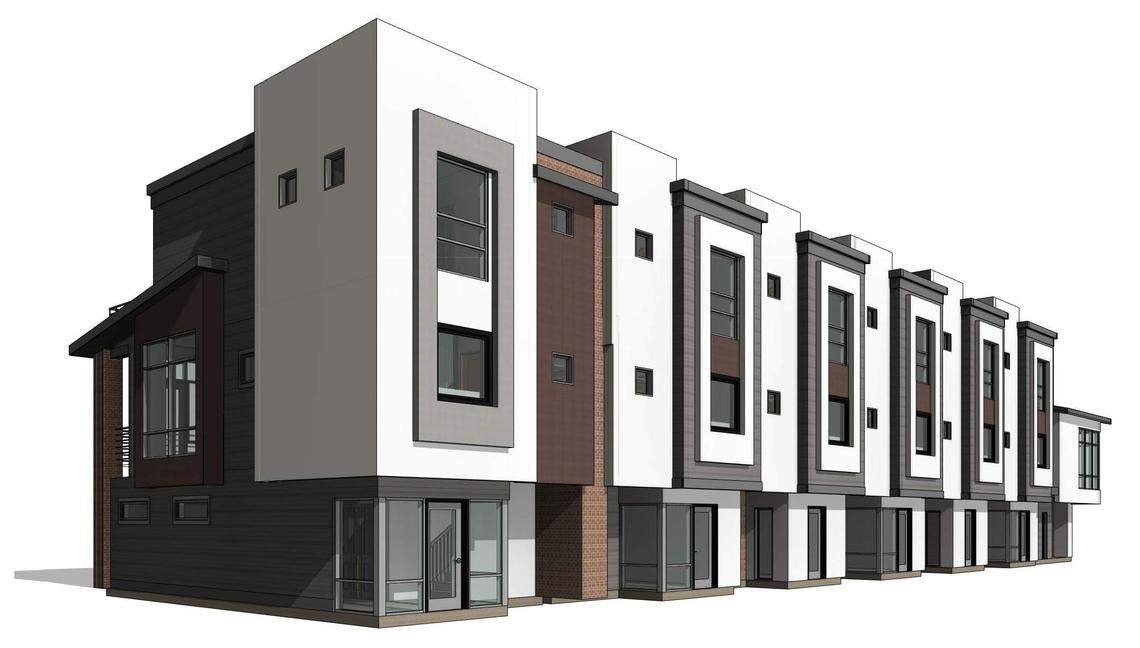 This rendering shows future townhouses at 1821 S. Vista Ave. Construction on the development is expected to begin in May. The full project also includes nine apartment units.