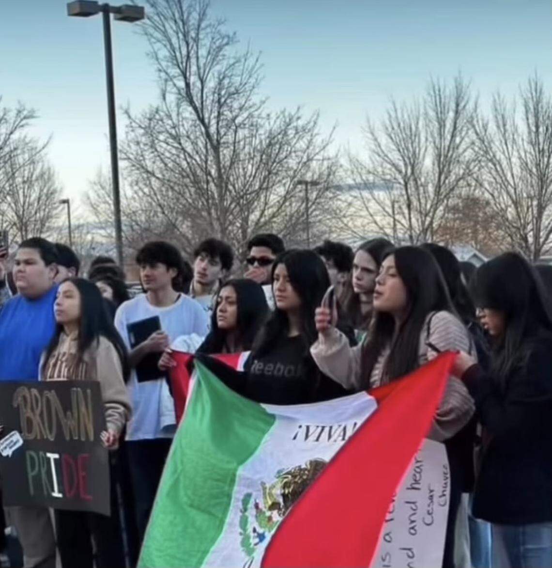 Brenda Hernandez, a student at Caldwell High School, organized a rally after her teachers and principal asked her to remove a hoodie with the words “brown pride.”