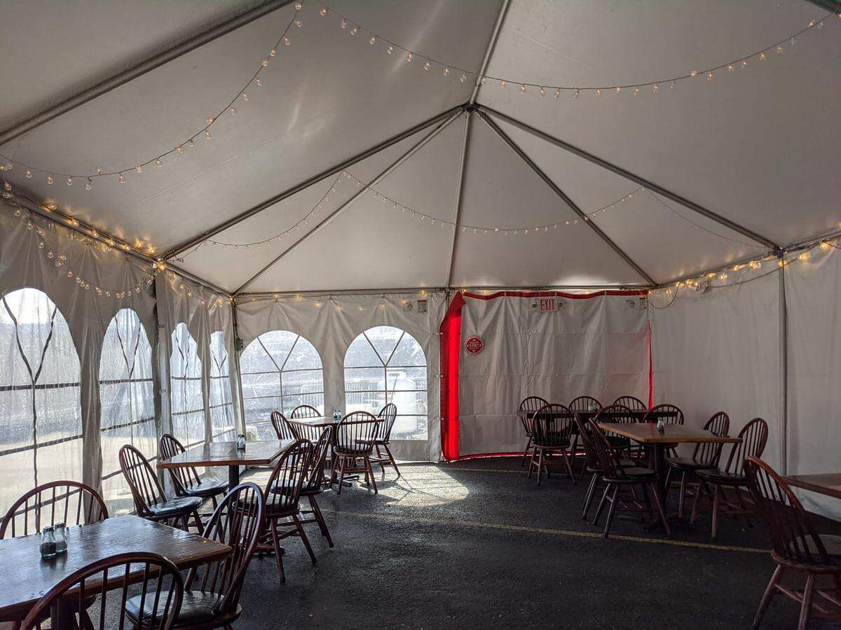 Highlands Hollow Brewhouse has erected a large heated tent in front of the restaurant.