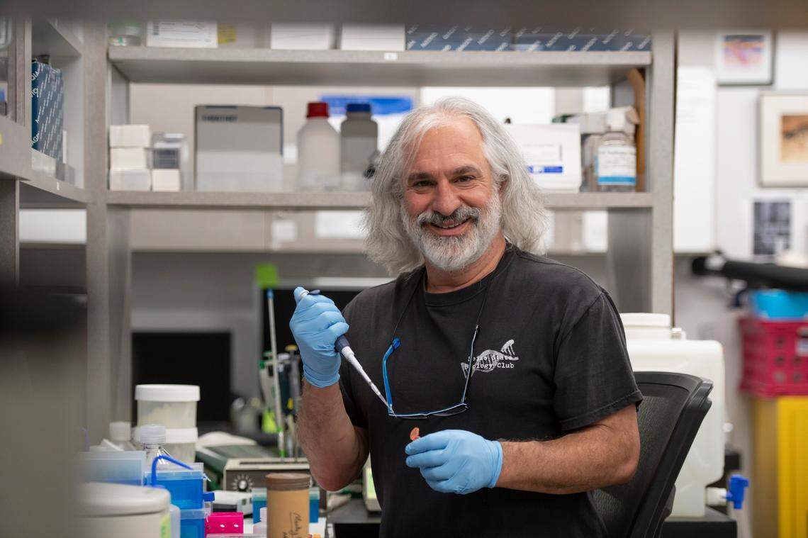 Greg Hampikian, Biology, essential work during COVID-19 campus closure, John Kelly photo.