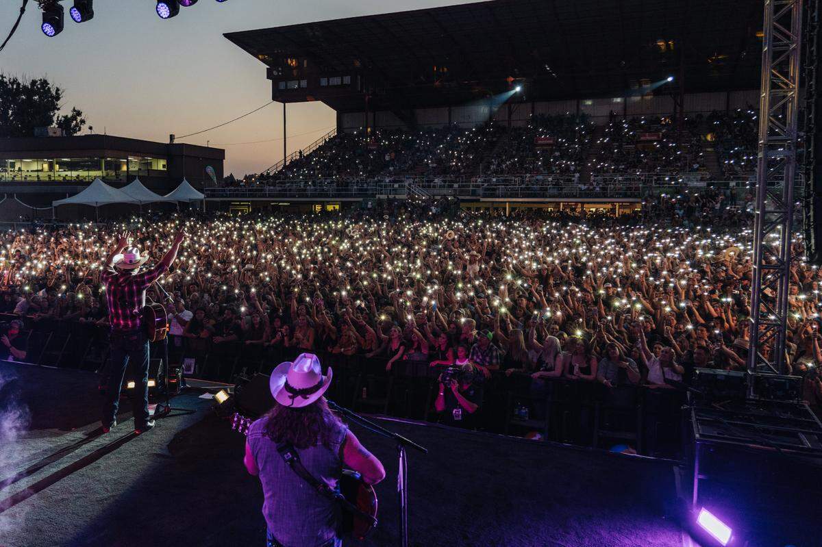 Jon Pardi, pictured performing at the fair in 2021, set a crowd record. But it was shattered the next year by Billy Currington. And now that record has been topped by the All-American Rejects.