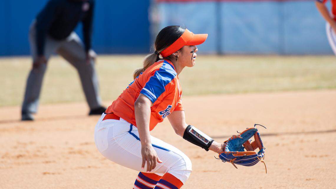 Boise State redshirt senior shortstop Eliyah Flores is on pace to break the school record at her position with a fielding percentage of .956.
