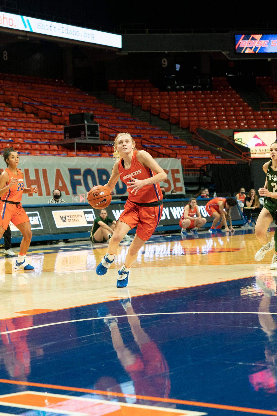 Freshman point guard Mary Kay Naro and the Boise State women’s basketball team fell 75-53 to Colorado State on Friday at ExtraMile Arena.