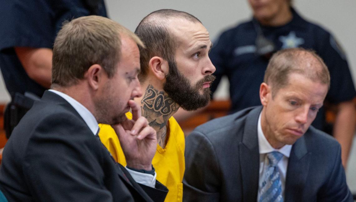 Nicholas Umphenour, the man who helped an Idaho inmate escape from prison at a local hospital, appears at the Ada County Courthouse for a hearing. He’s since been sentenced to a maximum of life in prison for several felonies related to the escape.