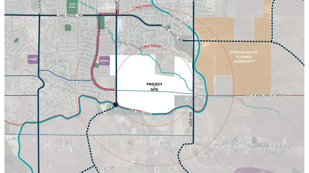 Murio Farms, a proposed planned community, would span across more than 380 acres in Southwest Boise south of Lake Hazel Road, north and west of the New York Canal and across Coal Road from the Locale subdivision, now under construction and previously known as Syringa Valley.
