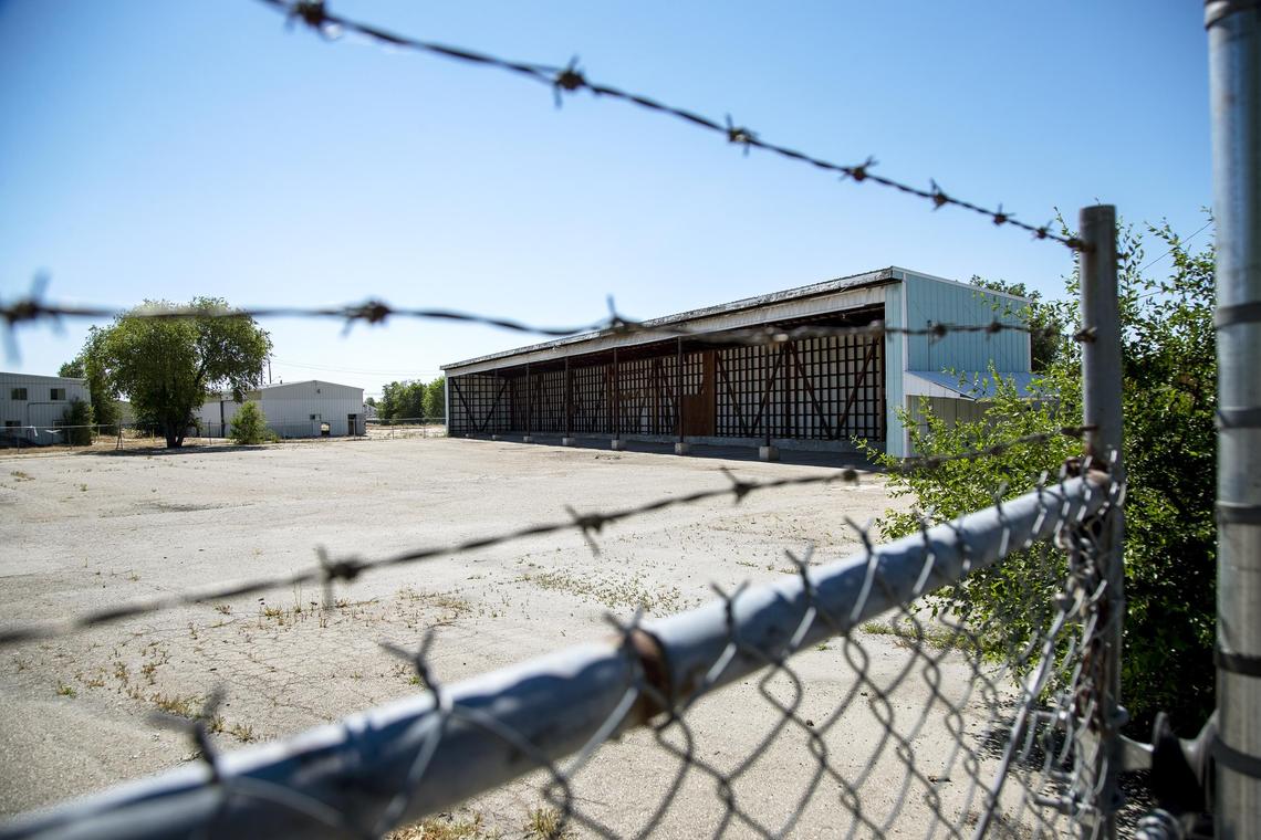 Many businesses near the railroad in Meridian have been vacated, leaving unmaintained property.