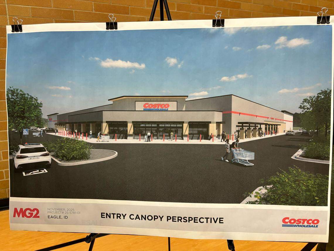 A rendering of the proposed Costco on Horseshoe Bend Road in Eagle.