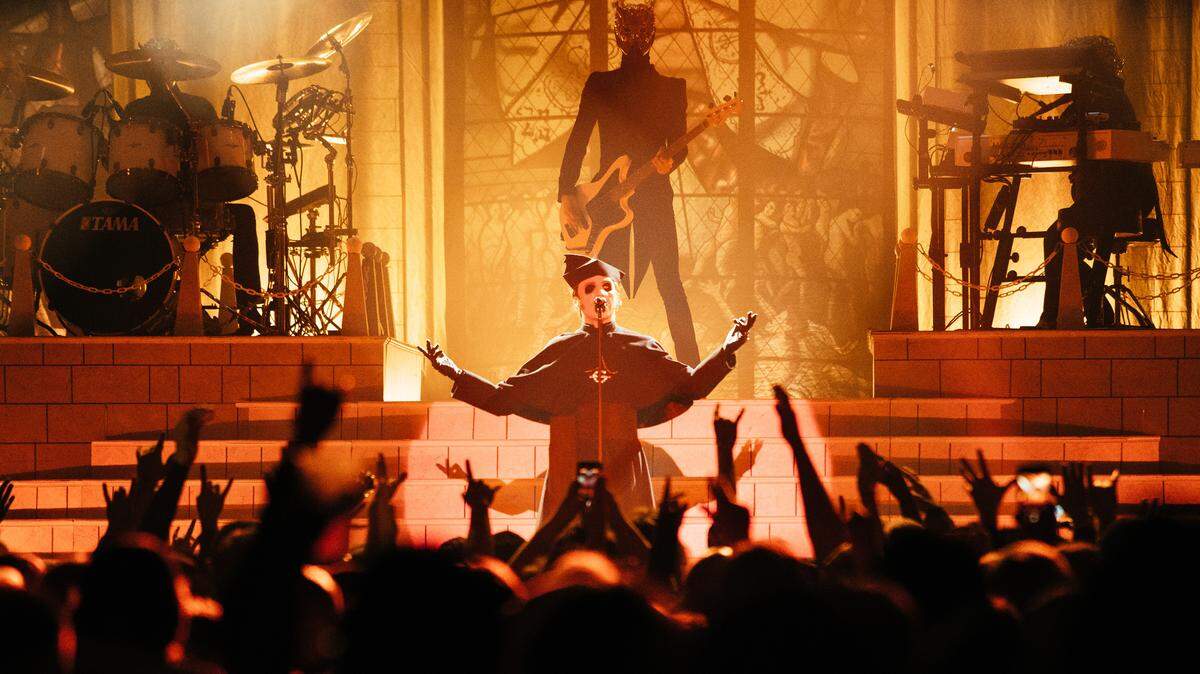 Rock band Ghost shown performing in November 2018 in San Jose, California.