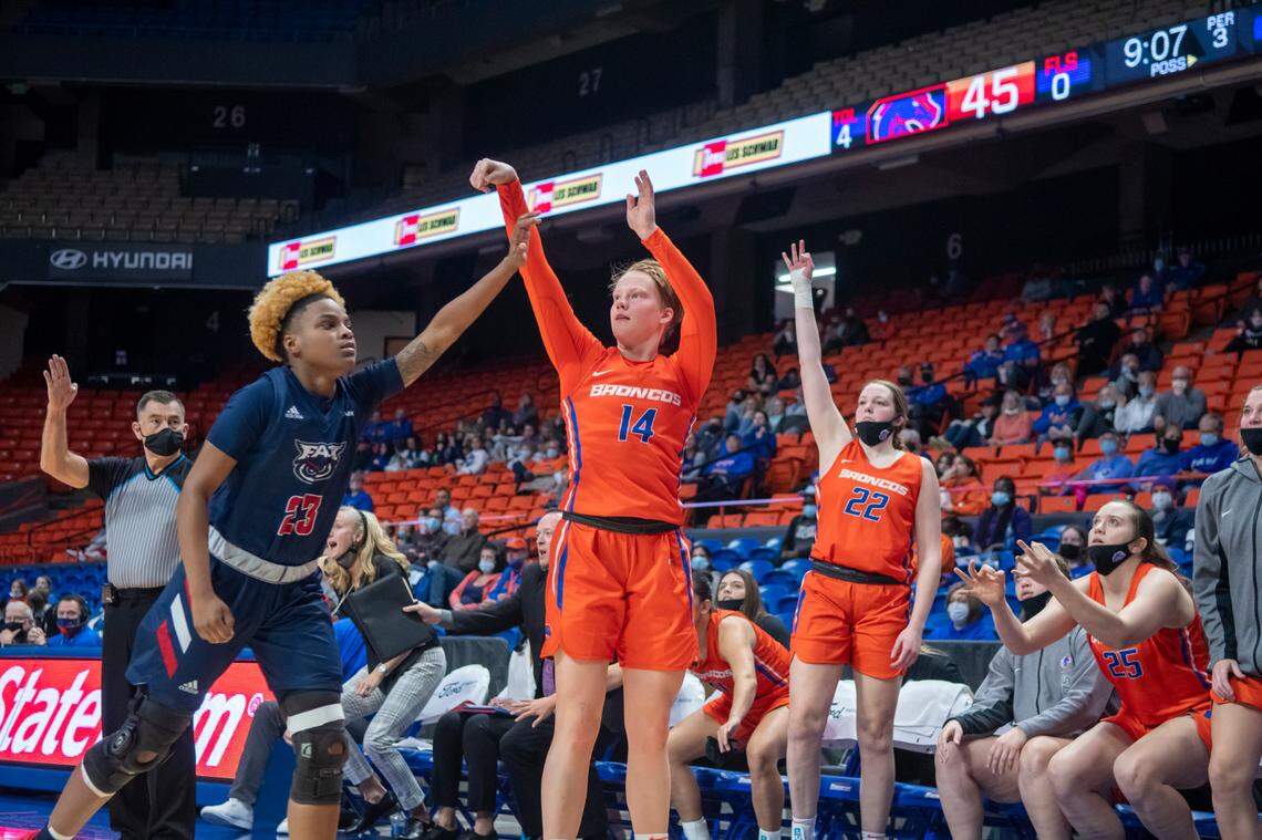 Sophomore Anna Ostlie had a career-high 18 points in Boise State’s 76-64 win over Florida Atlantic on Sunday at ExtraMile Arena.