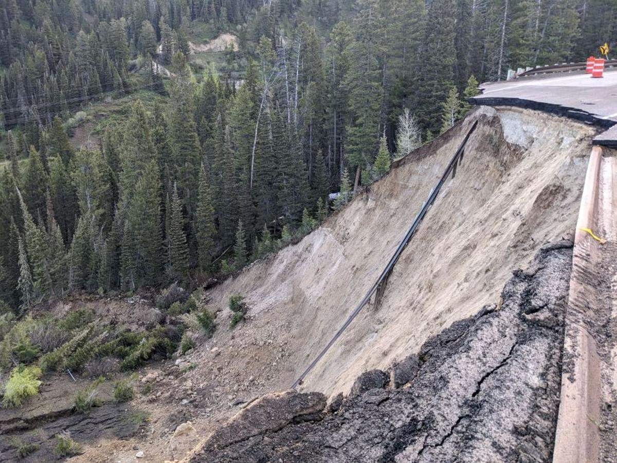 A massive landslide has taken out Wyoming Highway 22 at mile marker 12.8, leading to a long-term closure.
