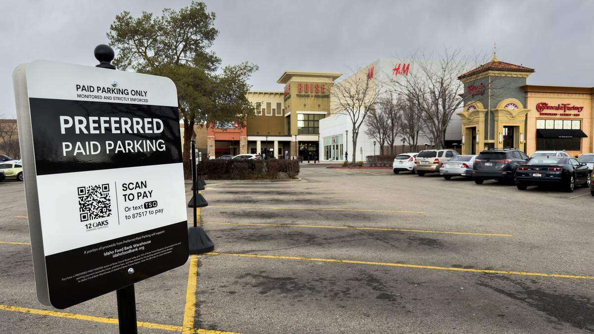 Boise Towne Square has added "Preferred Paid Parking" in prime areas close to the entrance to the indoor mall.