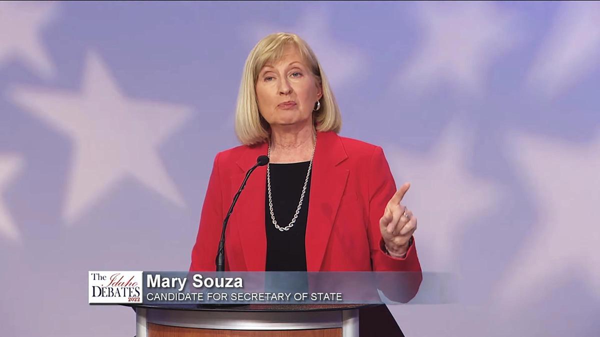 Republican candidate for Idaho Secretary of State Mary Souza participates in a Idaho Public Television debate April 26.