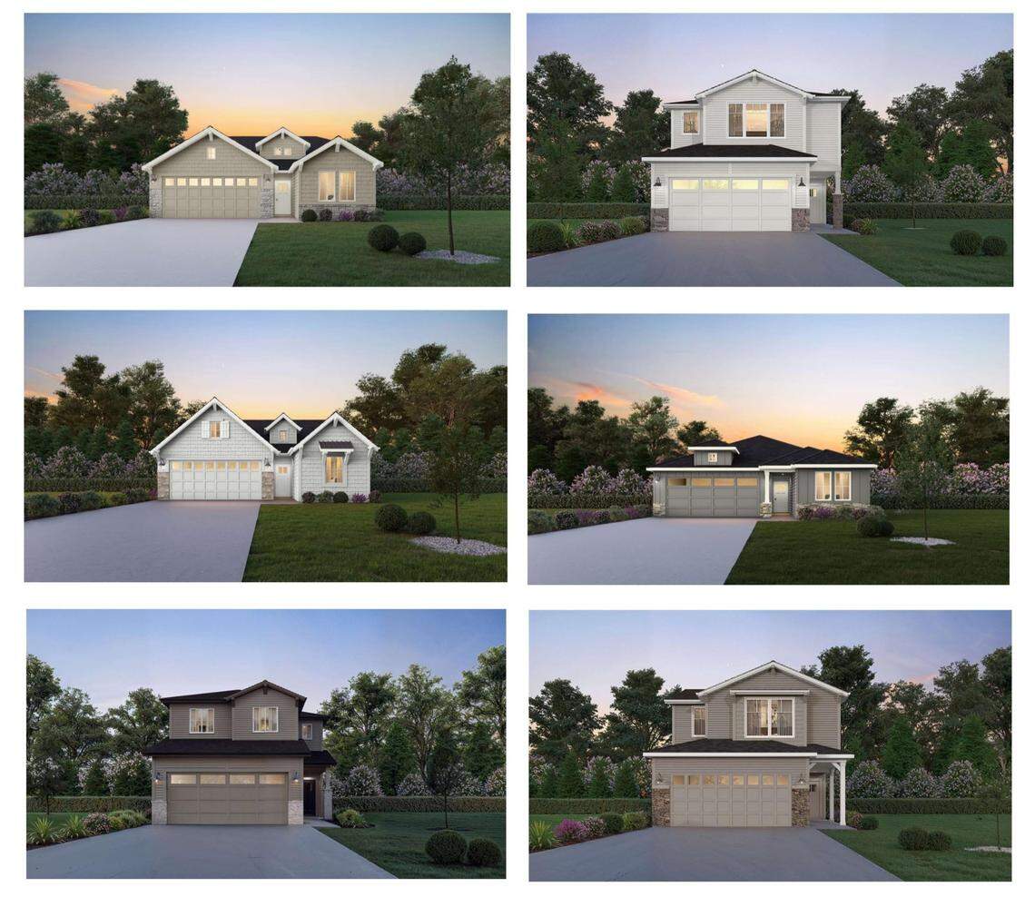 Designs for homes in the planned Rockwell Greens subdivision.