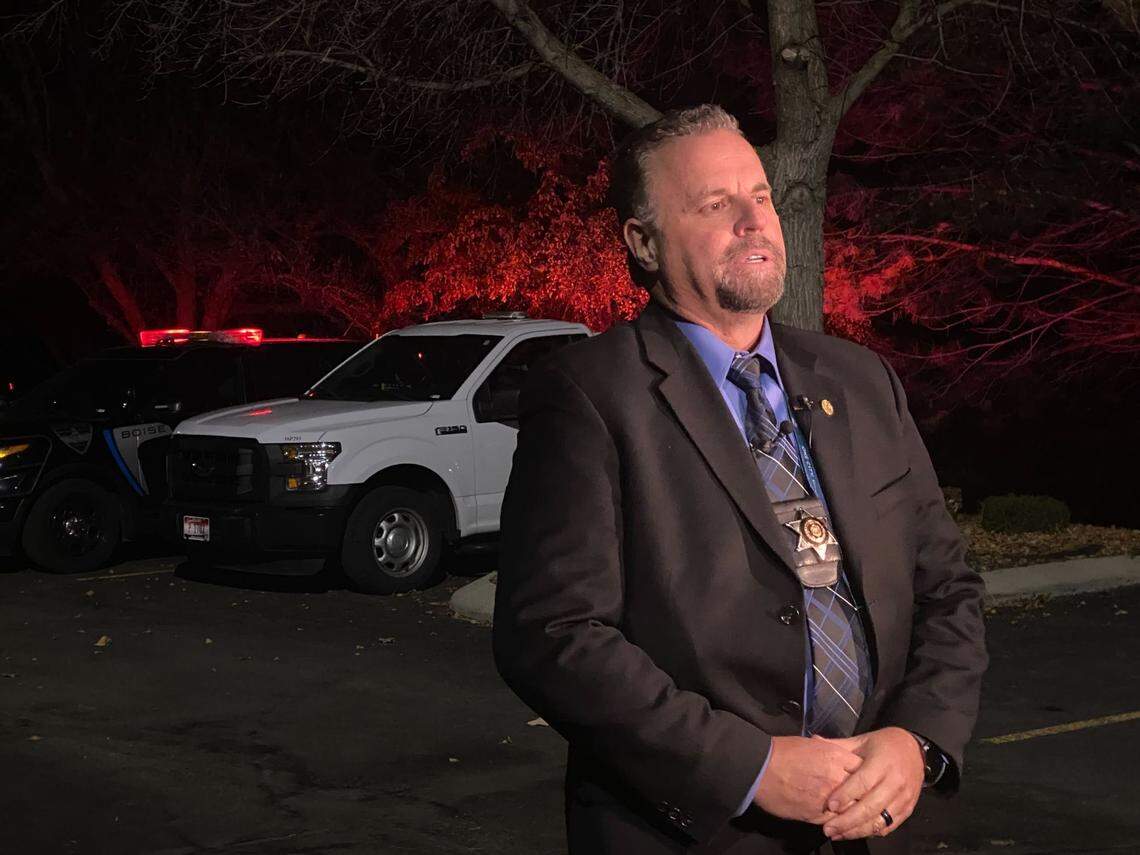 Boise Police Chief Ron Winegar speaks at a press conference in southeast Boise after an officer-involved shooting Monday night, Nov. 21, 2022.