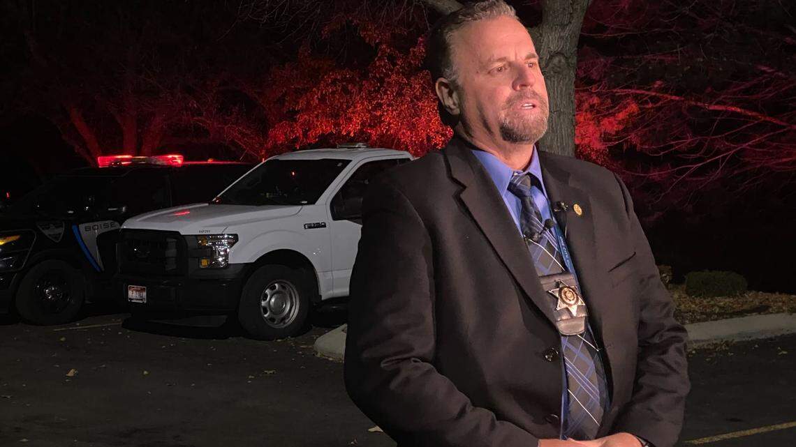 Boise Police Chief Ron Winegar speaks at a press conference in southeast Boise after an officer-involved shooting Monday night, Nov. 21, 2022.