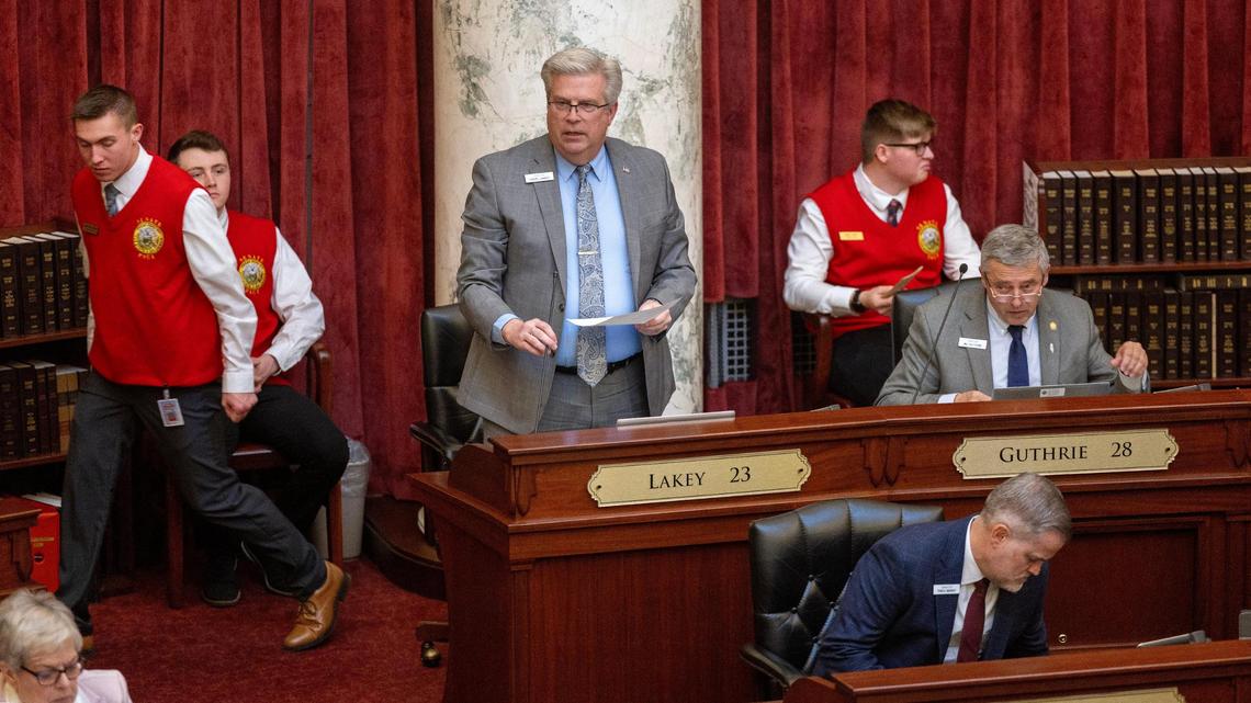 Nampa Republican Sen. Todd Lakey, seen here in 2024, brought Redman’s bill to the Senate floor Monday.