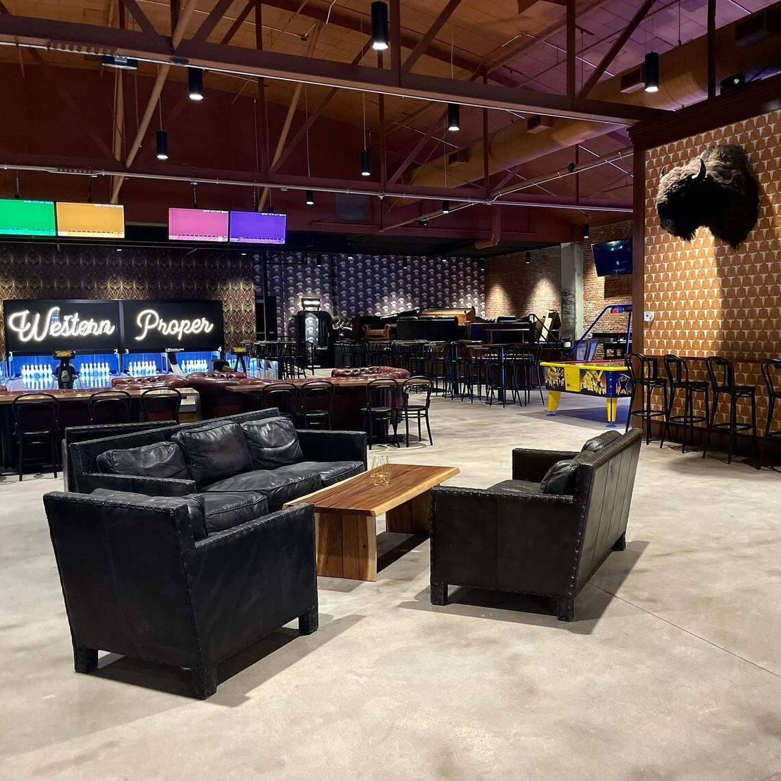 The bar, restaurant, game center and music venue has taken over the former Old Spaghetti Factory space.