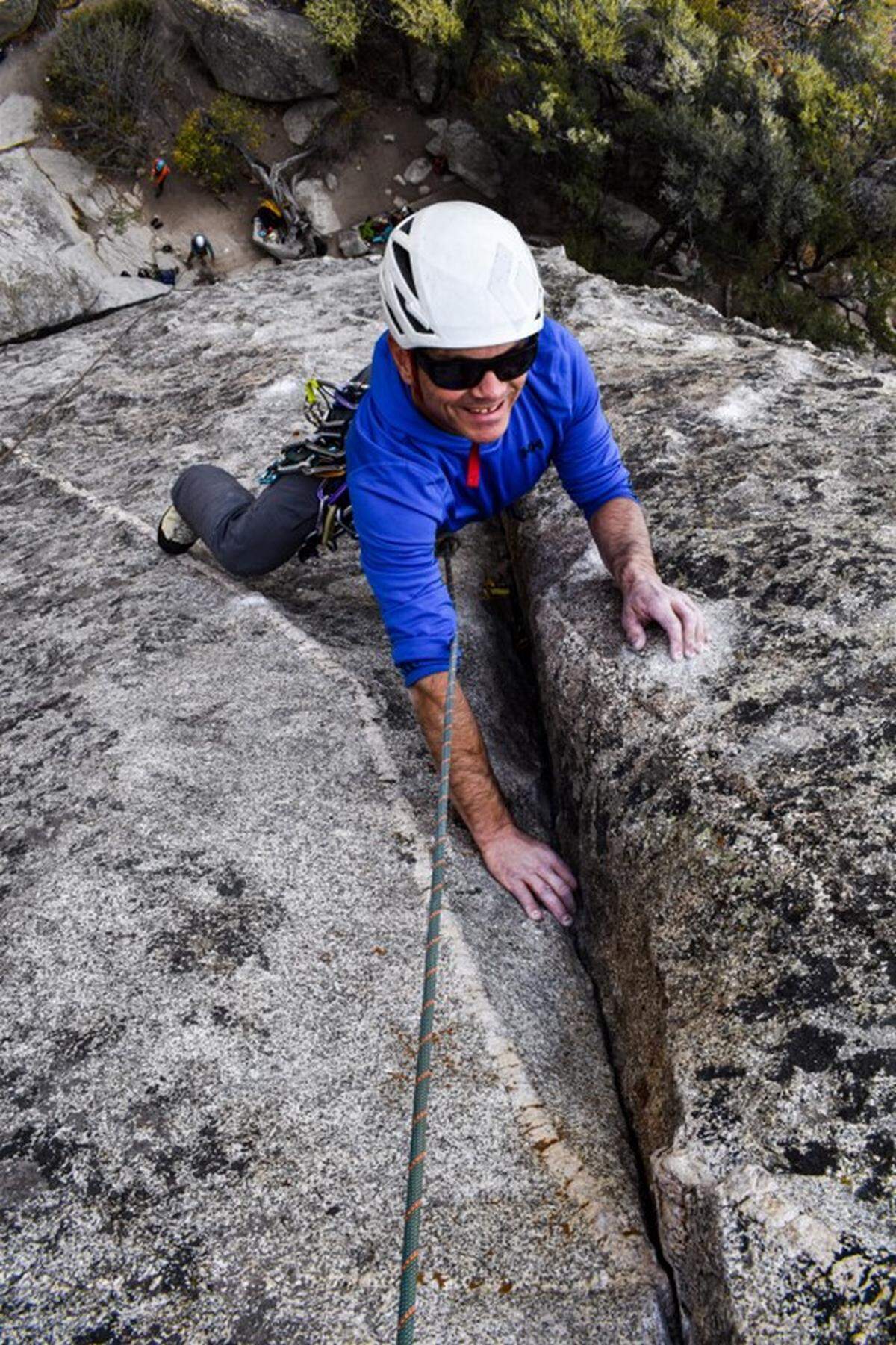 Michael Lanza climbs at Idaho’s City of Rocks a few weeks before the Oct. 19, 2020, fall that left him with two fractured vertebrae. Lanza grappled with self-doubt before sharing his story on his website, The Big Outside.