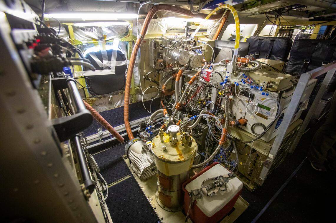 A NASA research plane has 32 research experiments that collect data to understand, analyze and predict air quality from wildfires.