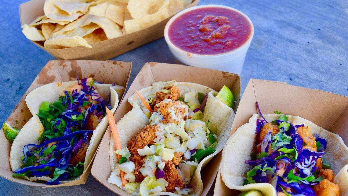 Tin Roof’s street tacos are made from scratch with fillings served in fresh-baked, soft corn tortillas.