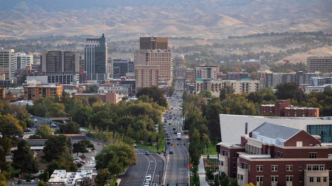 Boise’s downtown and the Idaho Statehouse are seen in this aerial photo looking north from South Capitol Boulevard. Idaho Senate GOP leaders said a bill to overhaul the state’s property tax system will not move forward this legislative session.