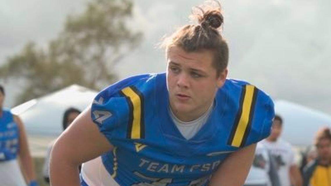 Offensive lineman Hall Schmidt verbally committed to Boise State on Friday.