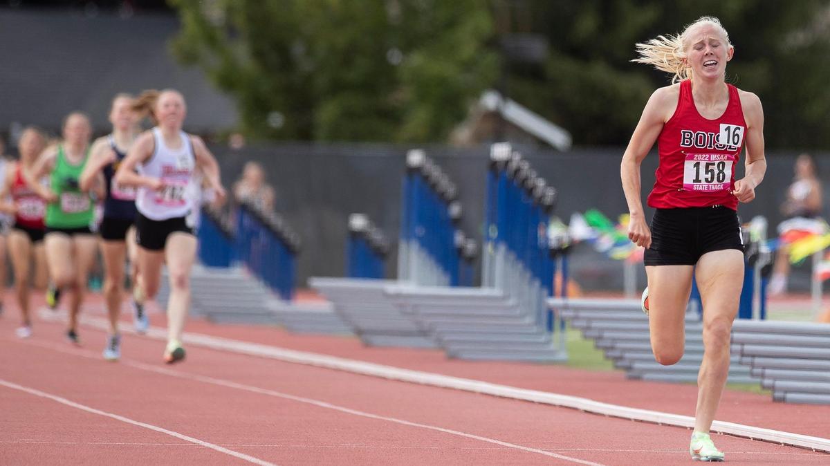 Boise’s Logan Smith cruises to a win in the 800 meters at the 5A state meet in May, setting a new all-class state meet record at 2 minutes, 9.07 seconds.