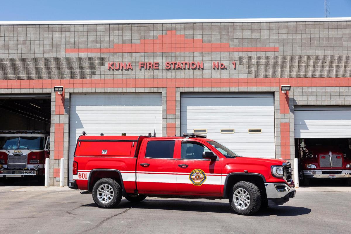 Kuna Rural Fire District and Kuna Fire Department’s Chief T.J. Lawrence leaves Fire Station No. 1 on Aug. 4.