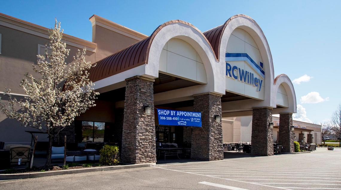 With appliances like freezers and refrigerators deemed essential hardware, RC Willey in Meridian is open for appointment-only visits. Sales clerks practice social distancing and follow customers to disinfect surfaces.