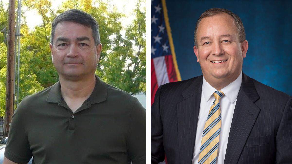 Mike Hon, left, is challenging incumbent Meridian Mayor Robert Simison.