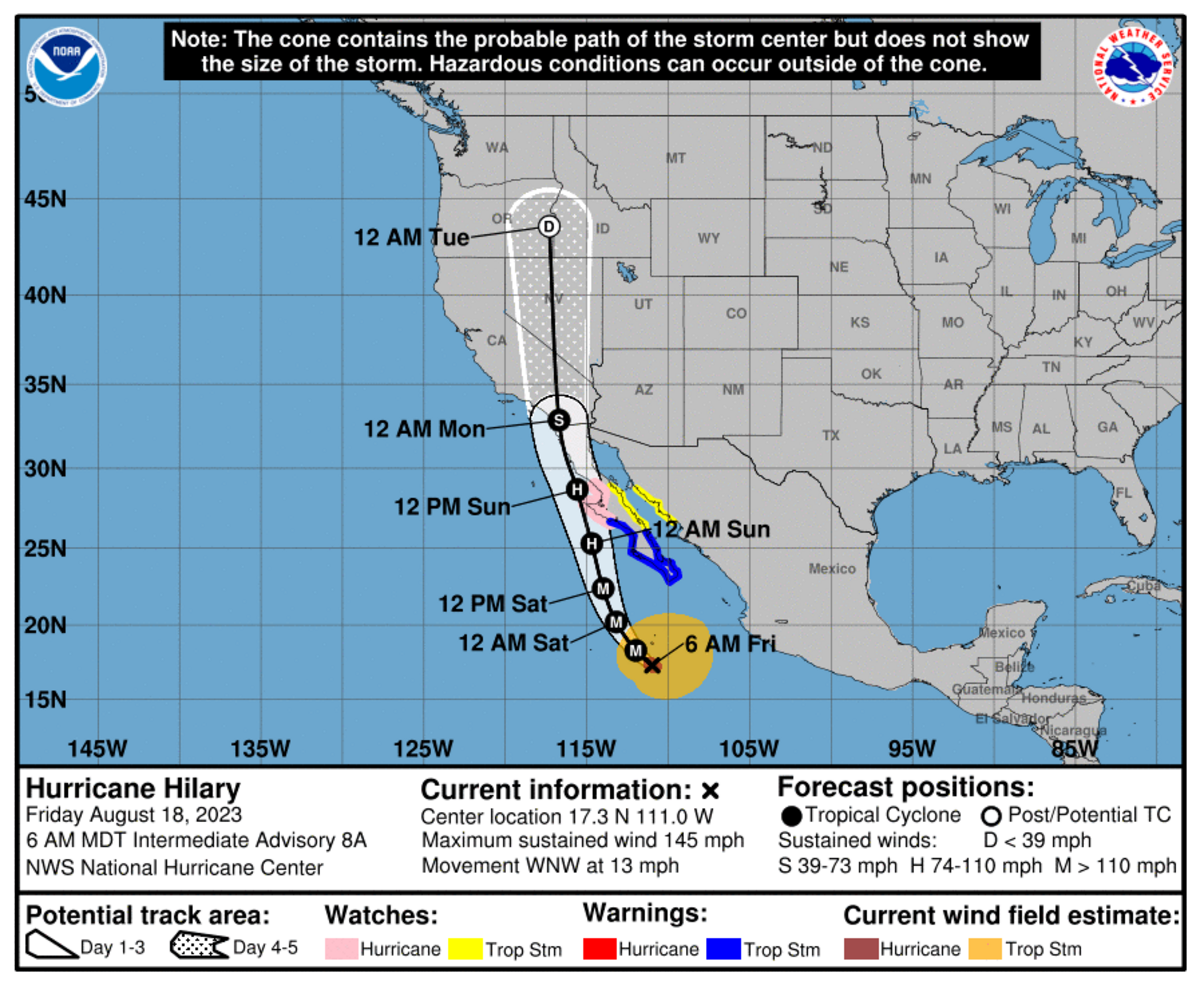 The National Hurricane Center didn’t start creating cones of uncertainty until 2002, but it’s already a rare instance for the west coast to be impacted by a hurricane.