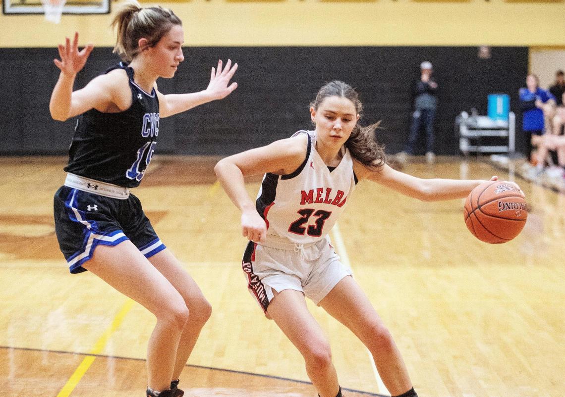 Melba senior Brooklynn Dayley, right, made the 2A WIC academic all-conference team.