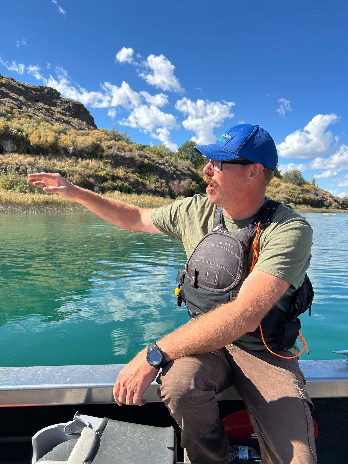 Jeremey Varley, the chief treatment engineer for the Idaho Department of Agriculture, on Oct. 10, 2025 explains how marshy shorelines along the Snake River have offered safe harbor to invasive quagga mussels during previous efforts to remove them.