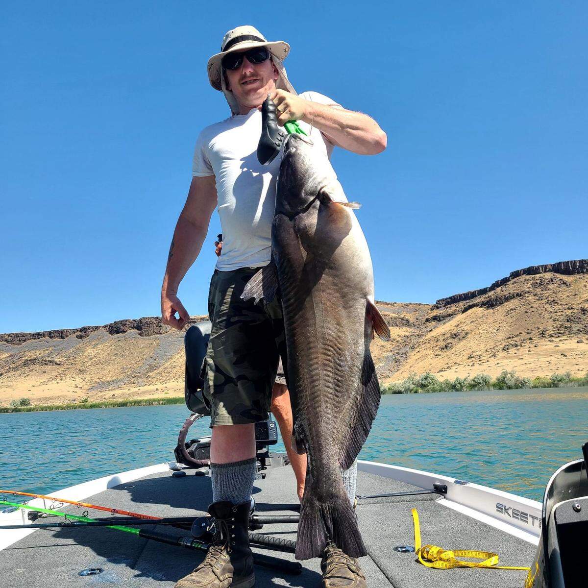 Fruitland angler Paul Newman caught an unusual and record-sized blue catfish at C.J. Strike Reservoir.