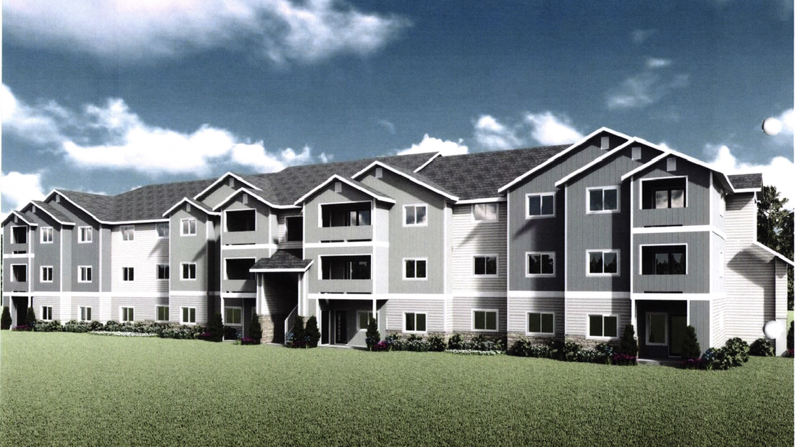 An artist’s rendering of the 102 apartments that developer Jeremy Amar of the Biltmore Co. Inc. proposed to build on Idaho Center Boulevard in Nampa.