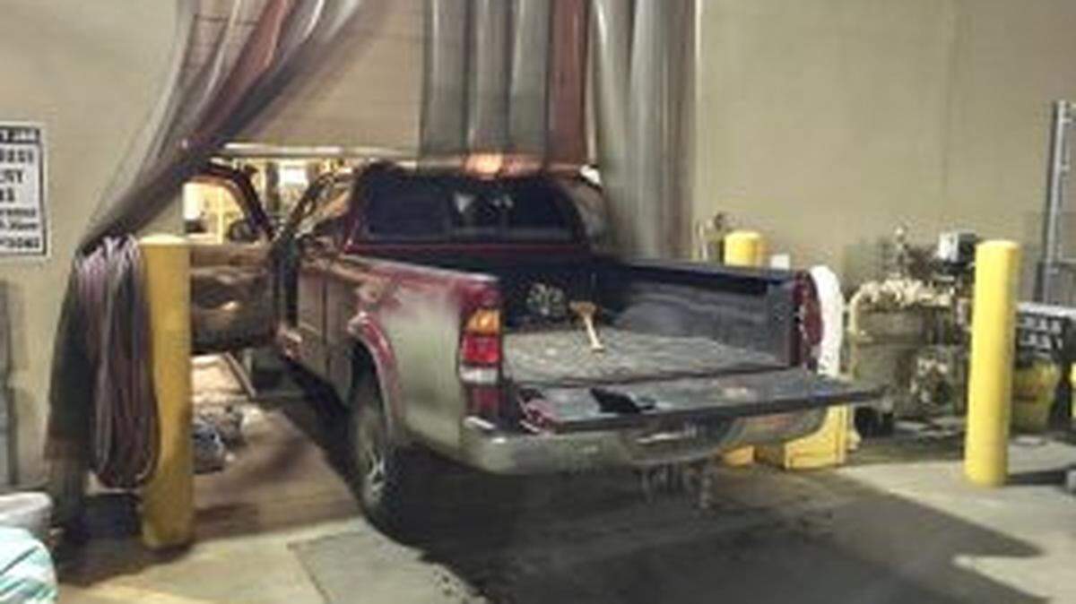 This truck crashed into a warehouse at the Ada County Sheriff’s Office early Wednesday.