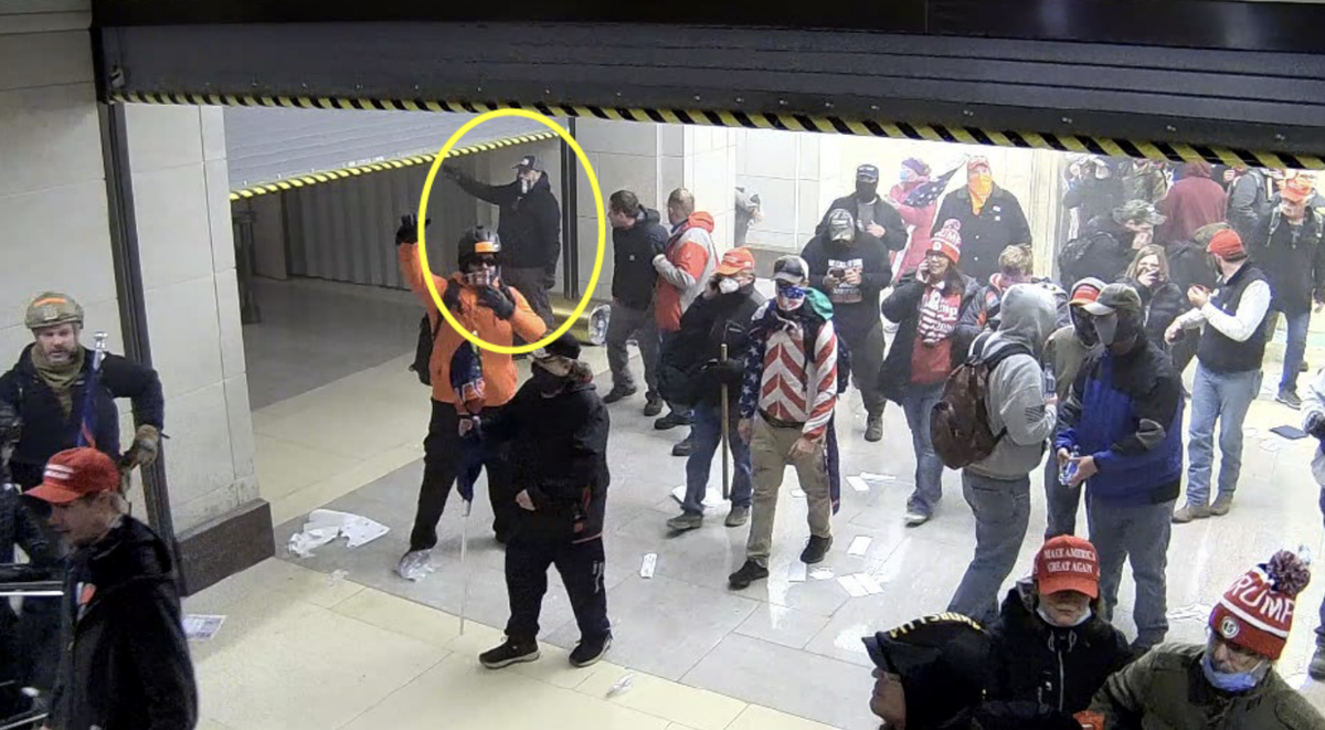 Nampa resident Theo Hanson inside the U.S. Capitol standing underneath one of the security doors during the Jan. 6 U.S. Capitol Riot. Authorities said officers tried to close the doors but were prevented by riots including Hanson. 