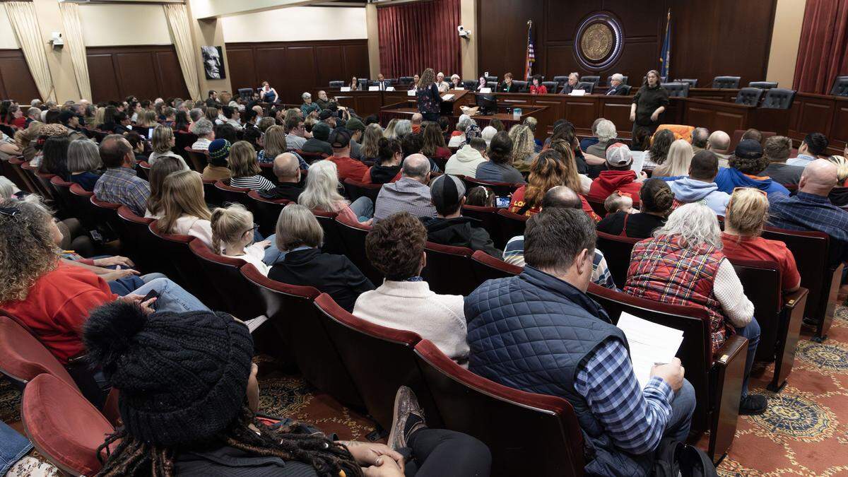 People concerned about proposed cuts to Medicaid fill the Lincoln Auditorium at the Idaho Statehouse. Idaho Democratic lawmakers organized a public forum to allow people to testify about what proposed cuts would mean to them.