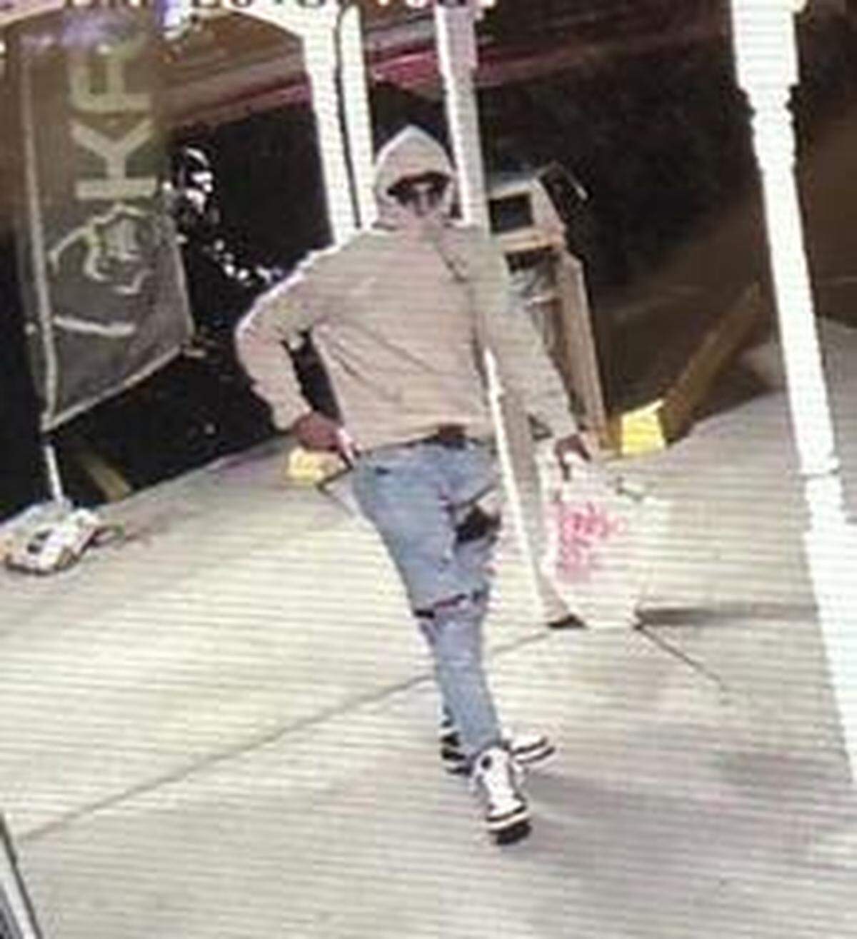 Meridian Police are searching for a robbery suspect who stole about $2,000 worth of merchandise from a vape store at gunpoint on Thursday night.