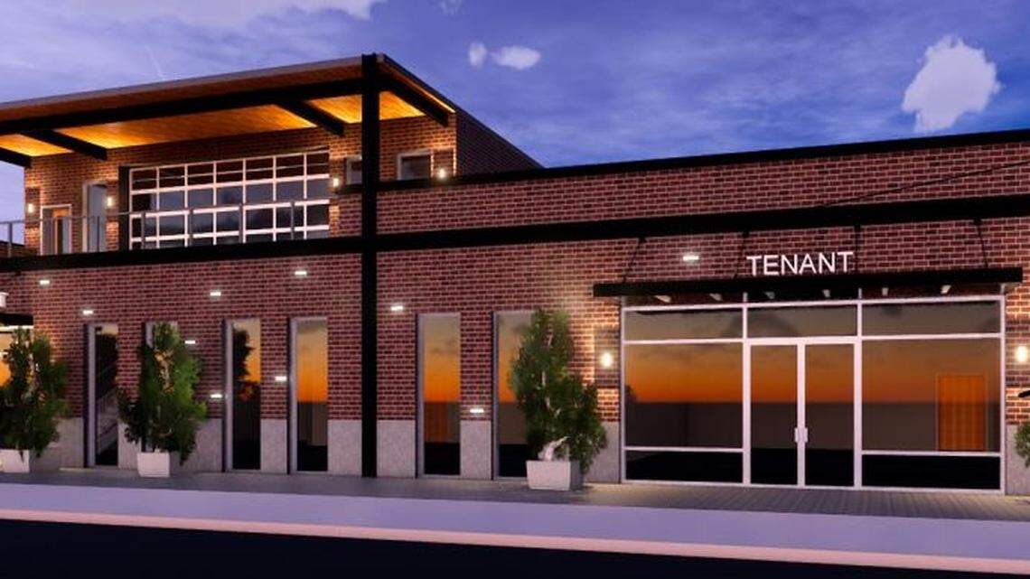 An artist’s drawing of the building proposed at 1032 S. Broadway, just south of the Boise State University campus. It could include a two-story restaurant with an outdoor deck.