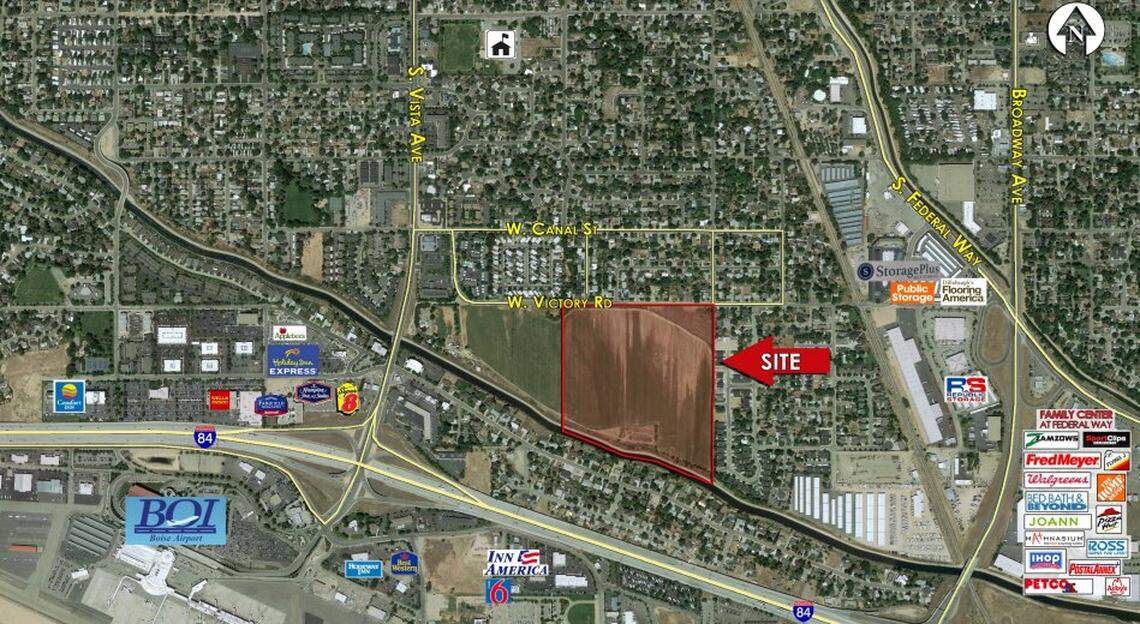 The Simunich family is selling 44 acres highlighted on this map. The family also owns the acreage just to the left and has not put it up for sale.