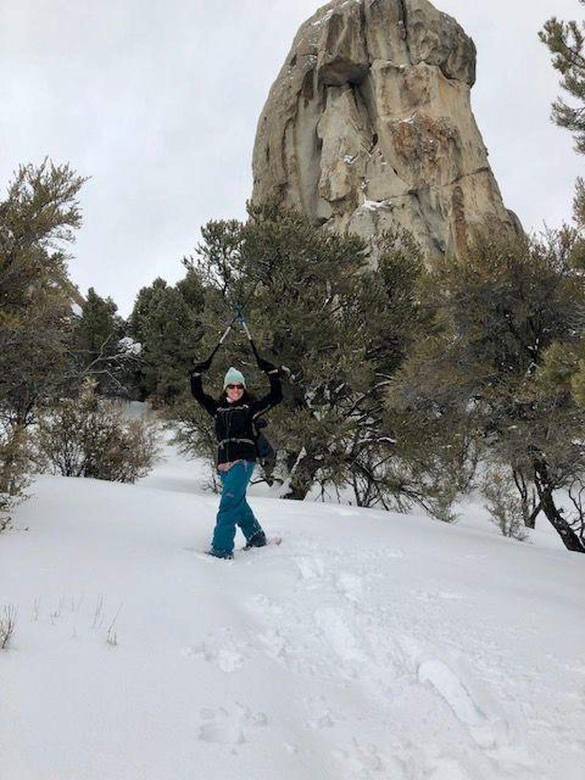 Jessica L. Flammang tours the Creekside Towers Trail on Feb. 25 in the City of Rocks National Reserve.