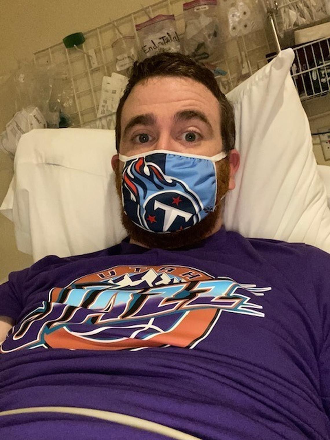 Travis Smith, 30, waits in an Idaho Falls ER on Aug. 19, after hours of painful racing heartbeats. He was diagnosed July 25 with COVID-19 but developed heart problems later. “I felt drained and exhausted,” he said. “Running (on) about two hours of sleep after the severe tachycardia episode.”