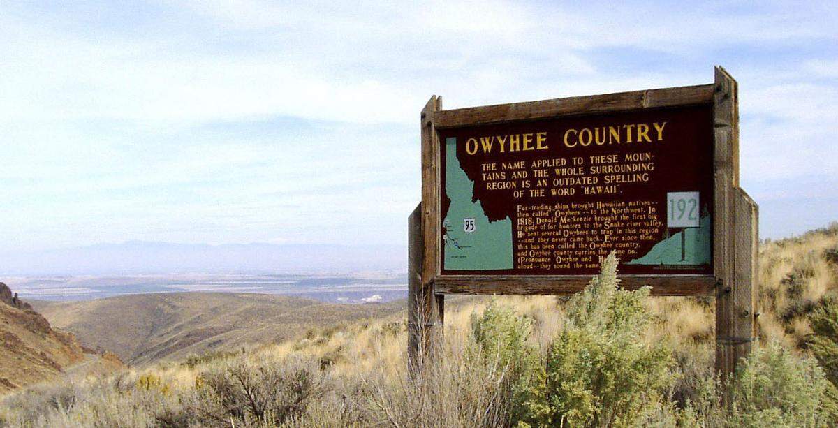 This historic marker along Highway 95 in Owyhee County explains how the mountain range and surrounding are got its name.